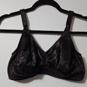 Bali Black Floral Print WireFree Lined Bra Size 38D